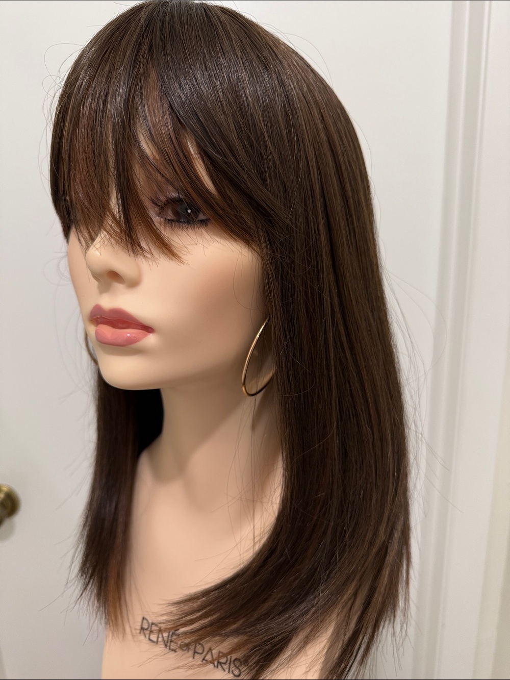 HAIR, 17” Straight Bob with Bangs, Brown Highlighted